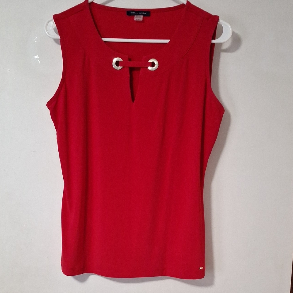 Tommy Hilfiger Red Tank Top with Grommet Detail